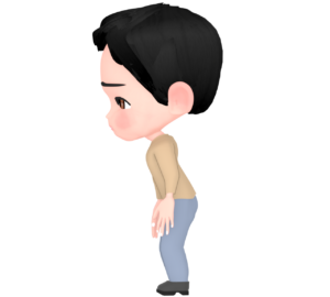 首が前に出る姿勢の悪い男性のイラスト