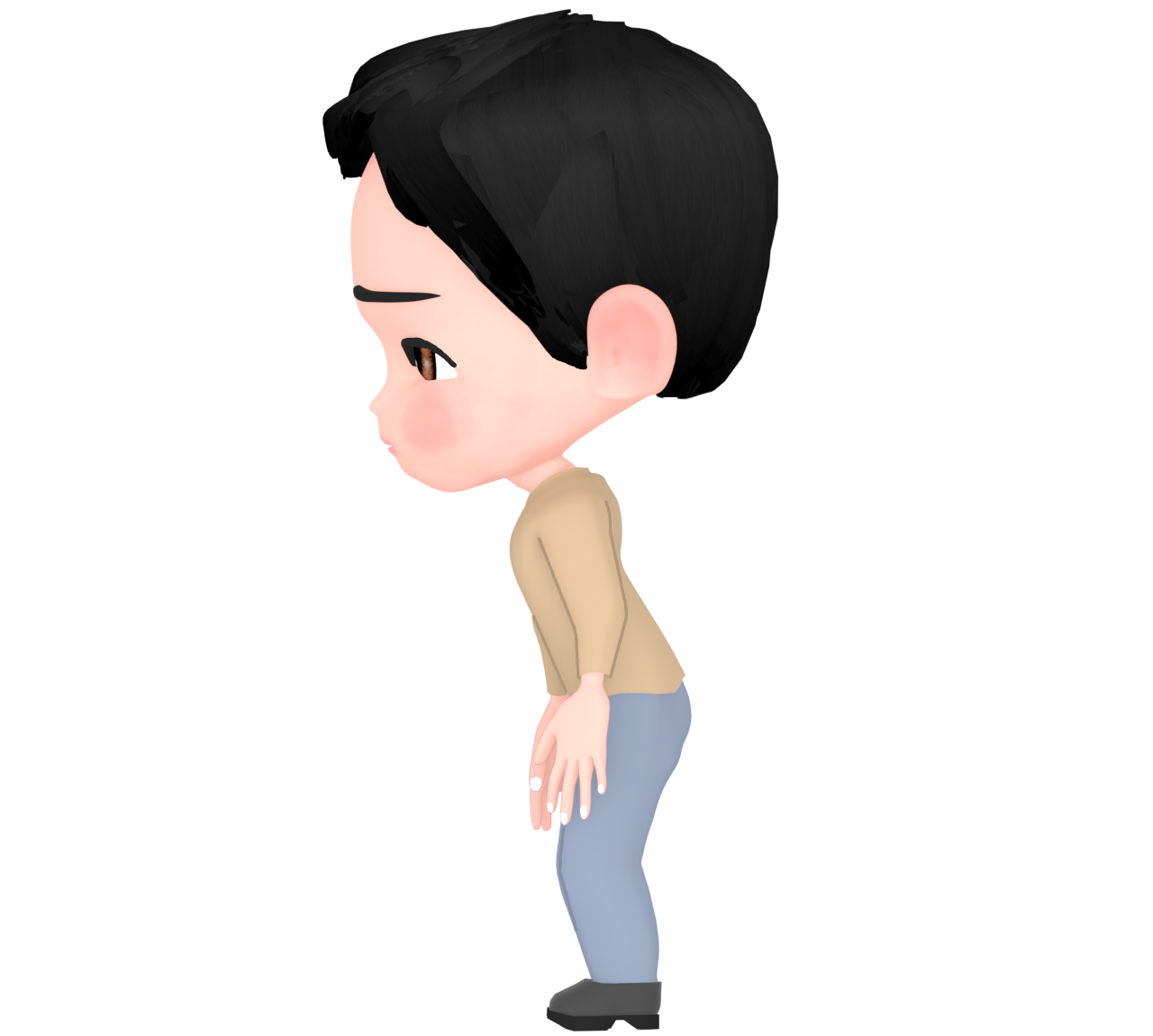 首が前に出る姿勢の悪い男性のイラスト