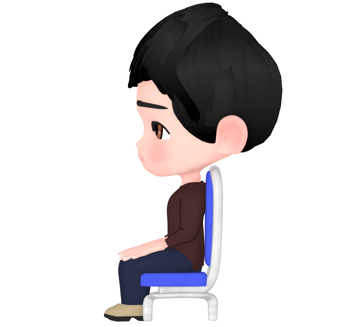 椅子に座る姿勢が良い男性のイラスト