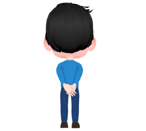 後ろに手を組む後ろ姿の男性のイラスト