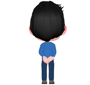 後ろに手を組む後ろ姿の男性のイラスト