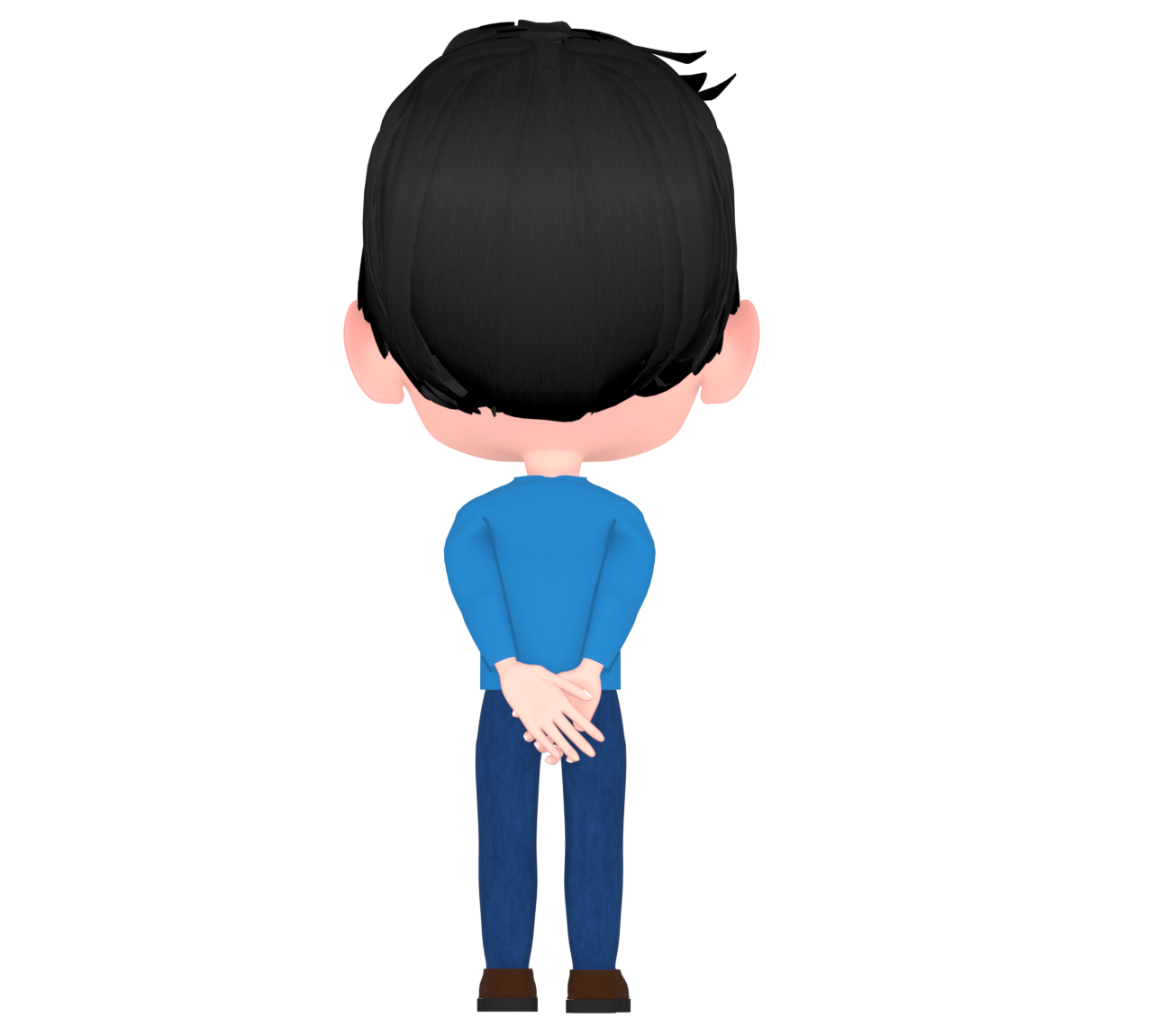 後ろに手を組む後ろ姿の男性のイラスト