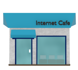 漫画喫茶の外観のイラスト