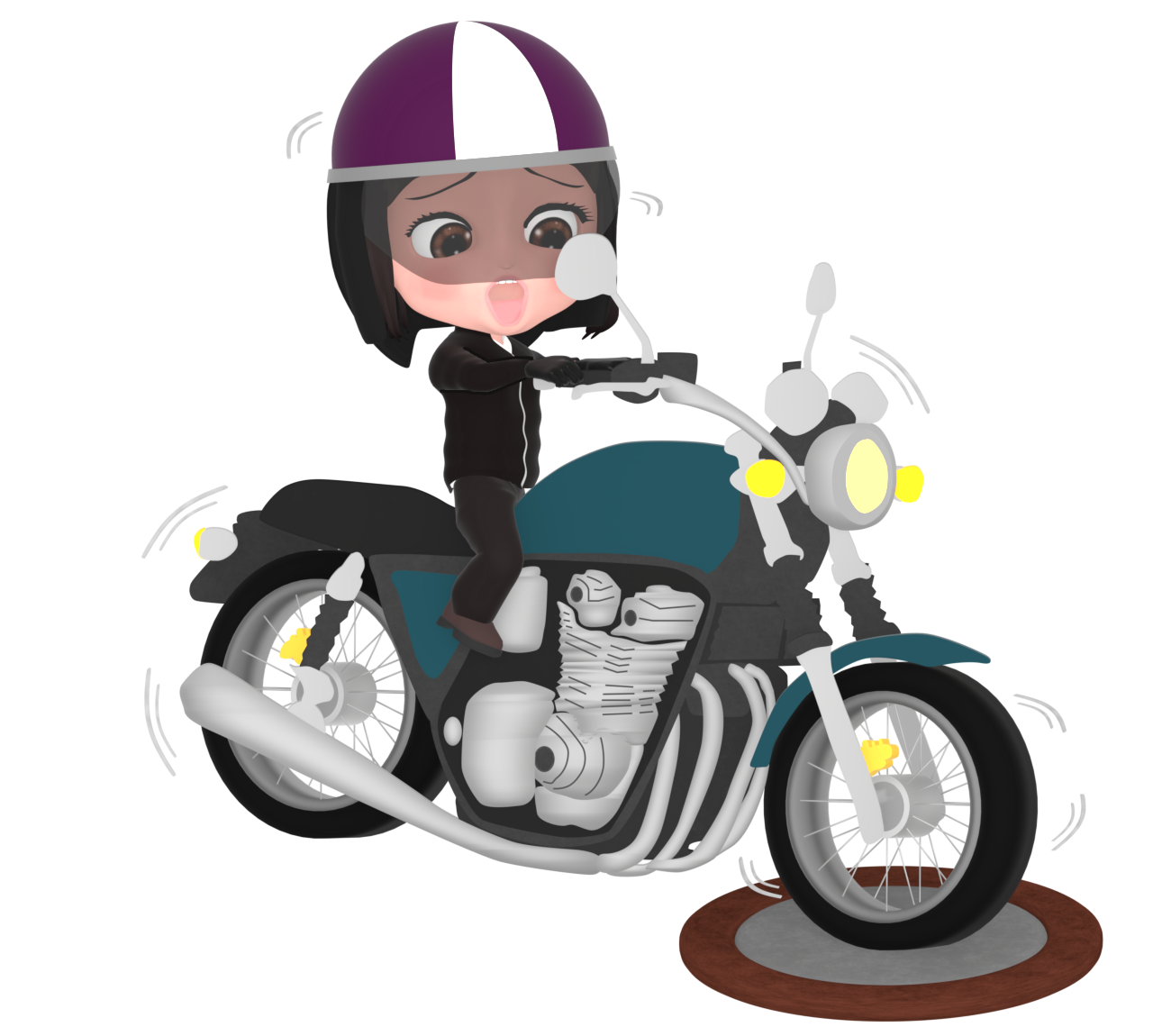 マンホールでスリップをするオートバイのイラスト