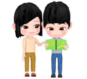 地図を見る男性と女性のイラスト