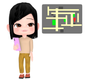地図をスマートフォンで見るイラスト