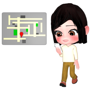 地図をスマートフォンで見るイラスト