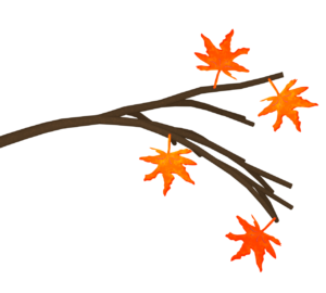 もみじの枝に残るカエデの葉のイラスト