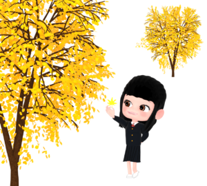 カエデと女子高生のイラスト