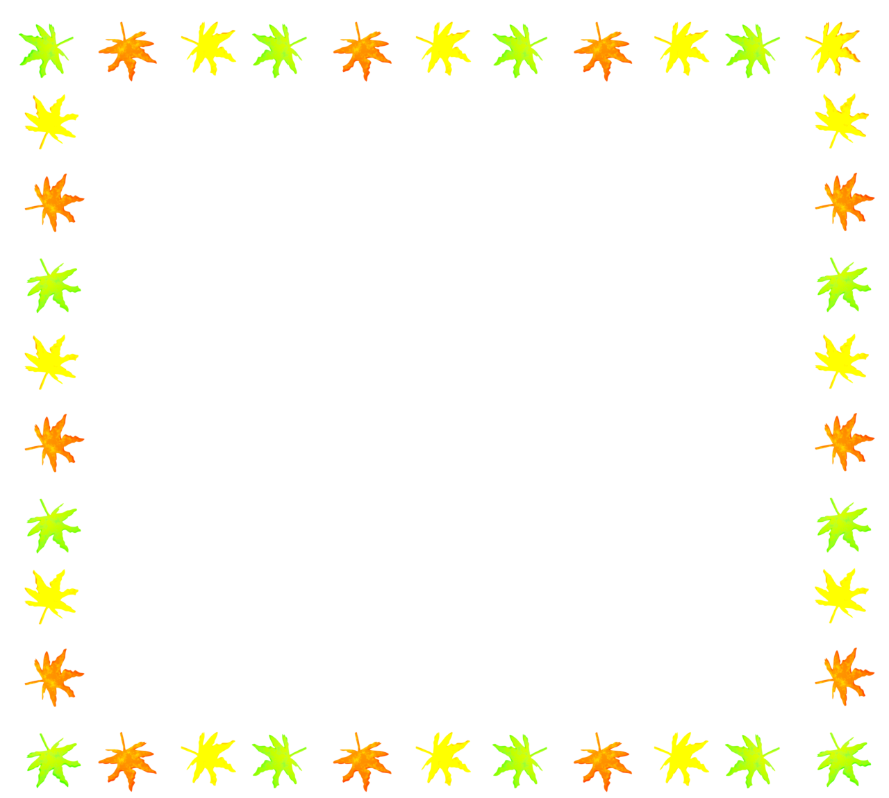 カエデの葉っぱが並ぶ枠のイラスト