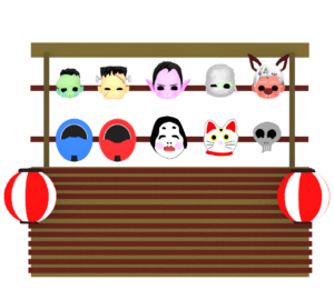 お面の屋台のイラスト（おめん）