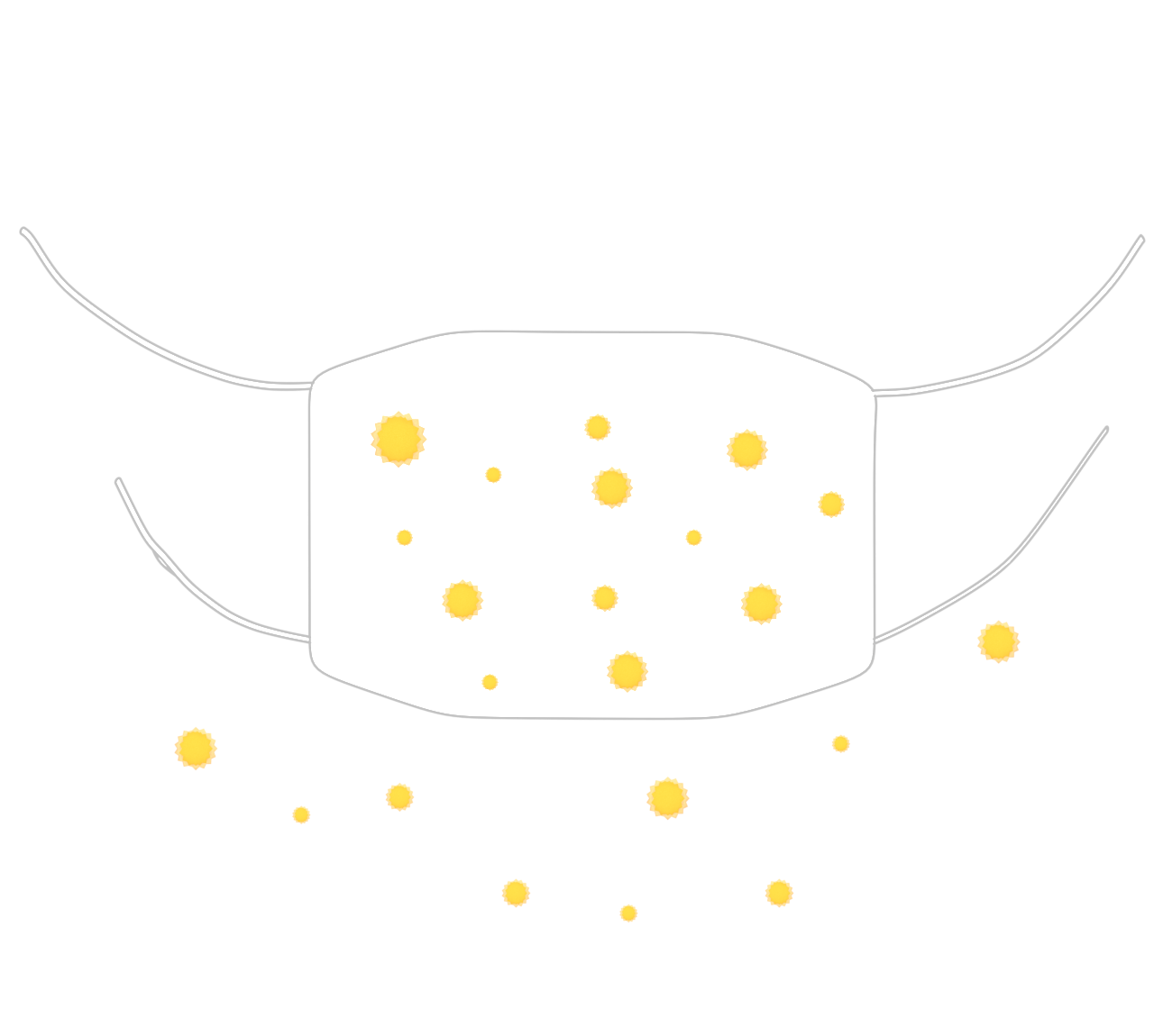 マスクと花粉のイラスト