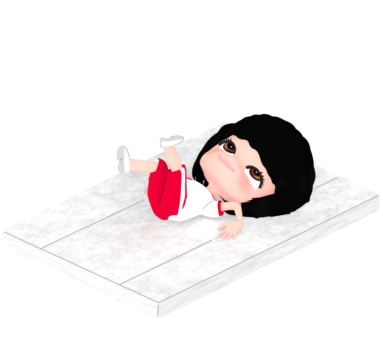 マット運動ででんぐり返しをする女の子のイラスト
