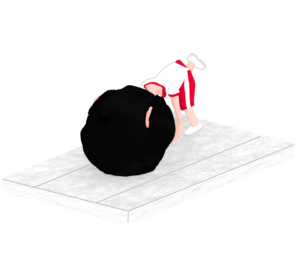 マット運動で前転をするイラスト