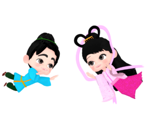 向き合う織姫と彦星のイラスト