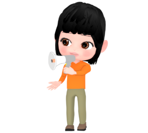 メガホンで楽しく話す女性のイラスト