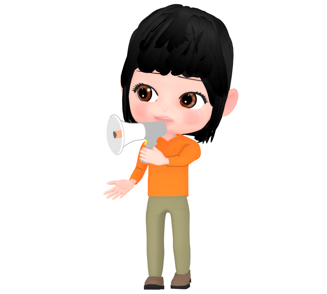 メガホンで楽しく話す女性のイラスト