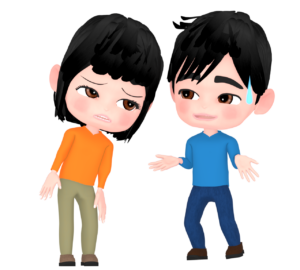 疑う女性のイラスト