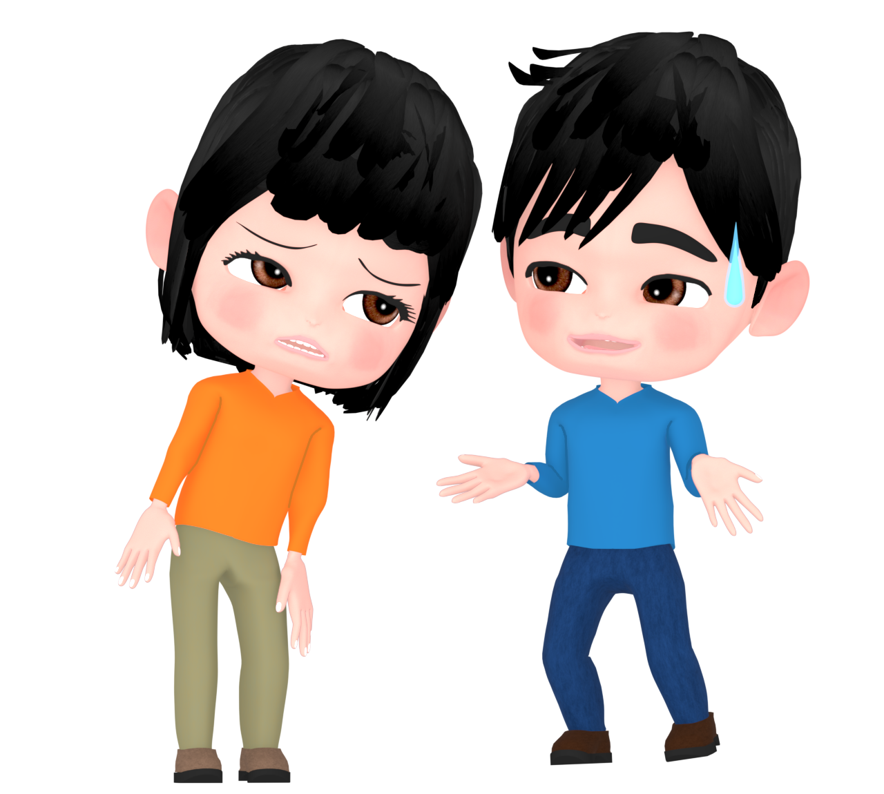 疑う女性のイラスト