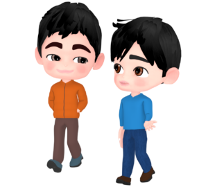 男性同士で歩くイラスト