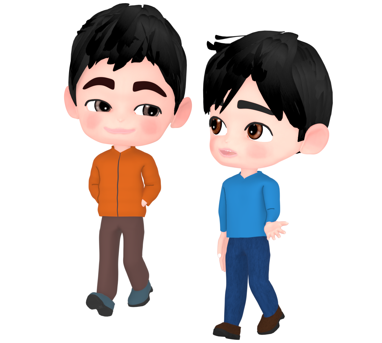男性同士で歩くイラスト