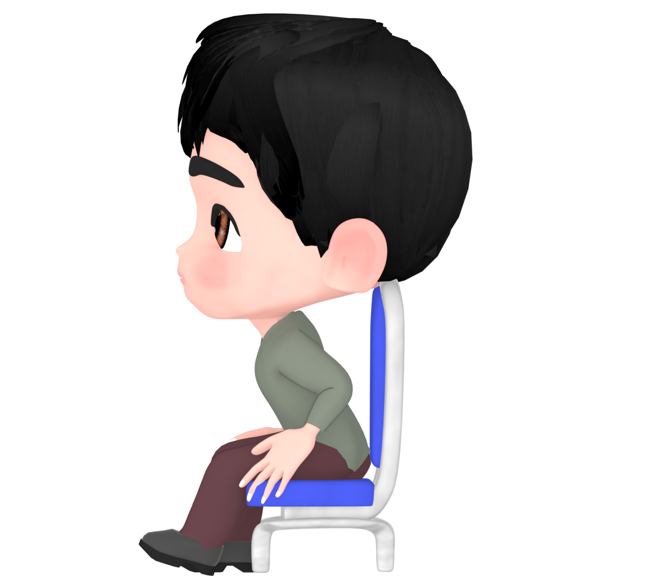 椅子に座る姿勢の悪い男性のイラスト