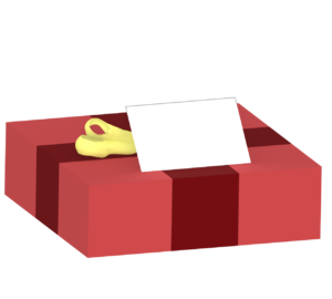 メッセージカード付きプレゼント箱のイラスト