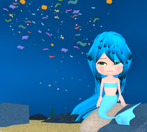 マイクロプラスチックと人魚のイラスト