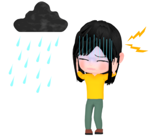 片頭痛に苦しむ女性のイラスト