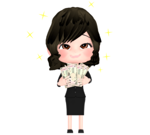お金にニヤけるイラスト