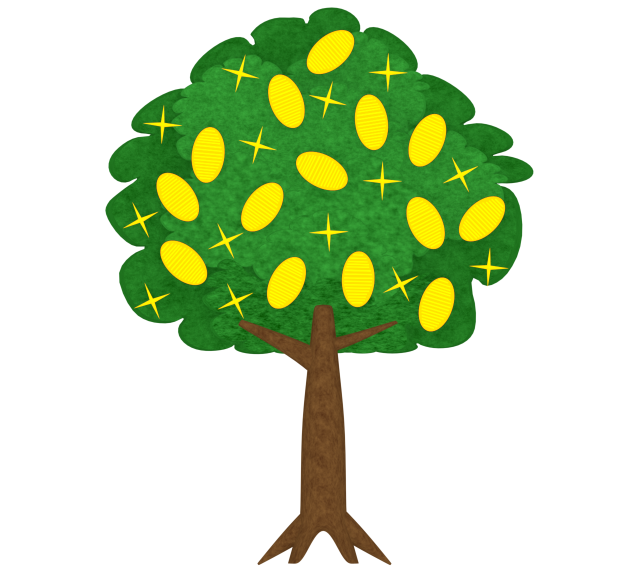 金のなる木のかわいいイラスト