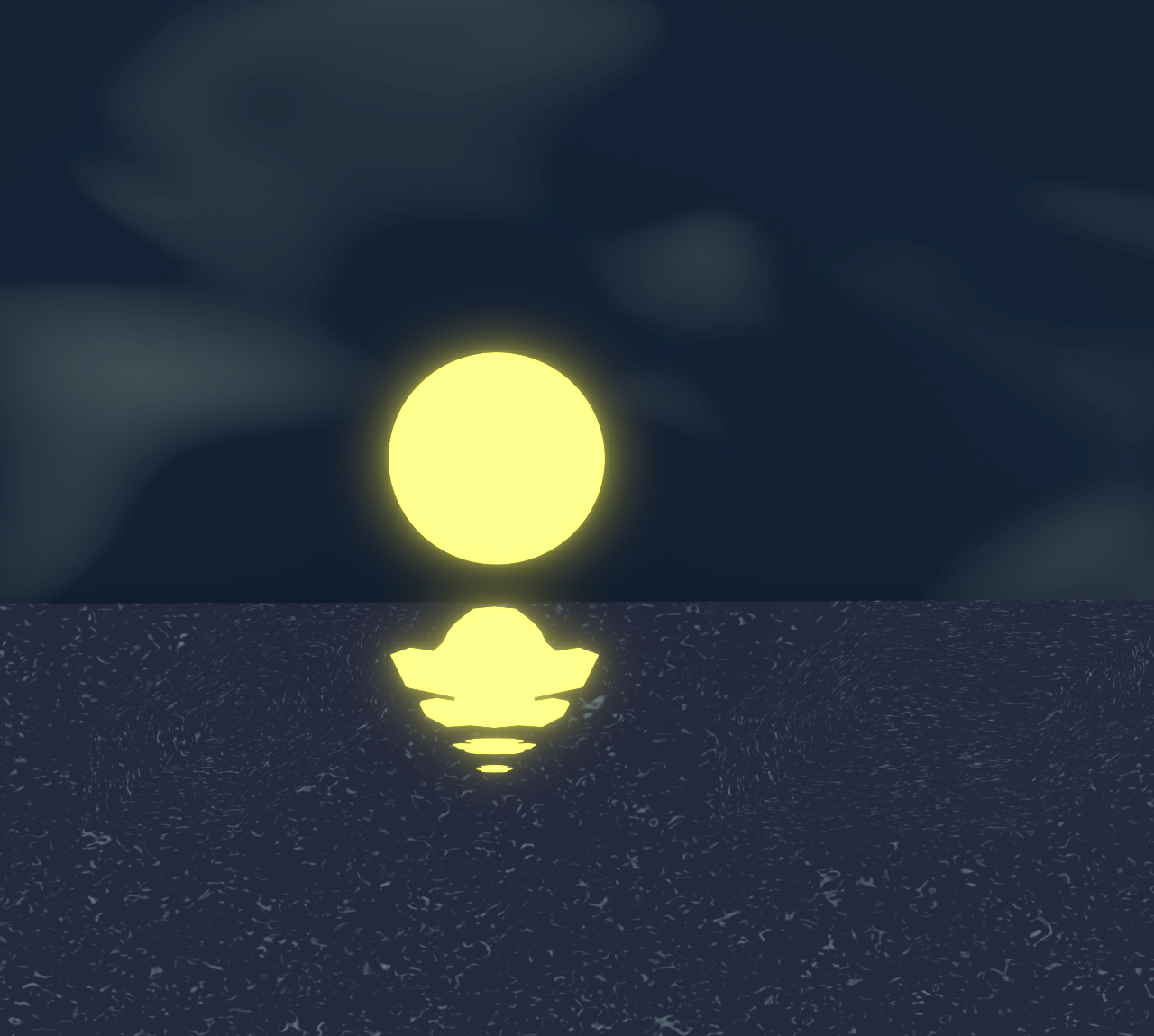 月光に照らされる夜の海のイラスト