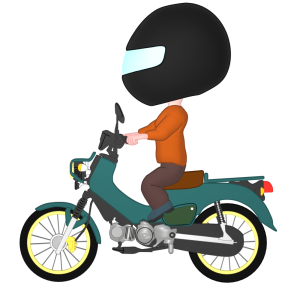 原付でフルフェイスをしたイラスト