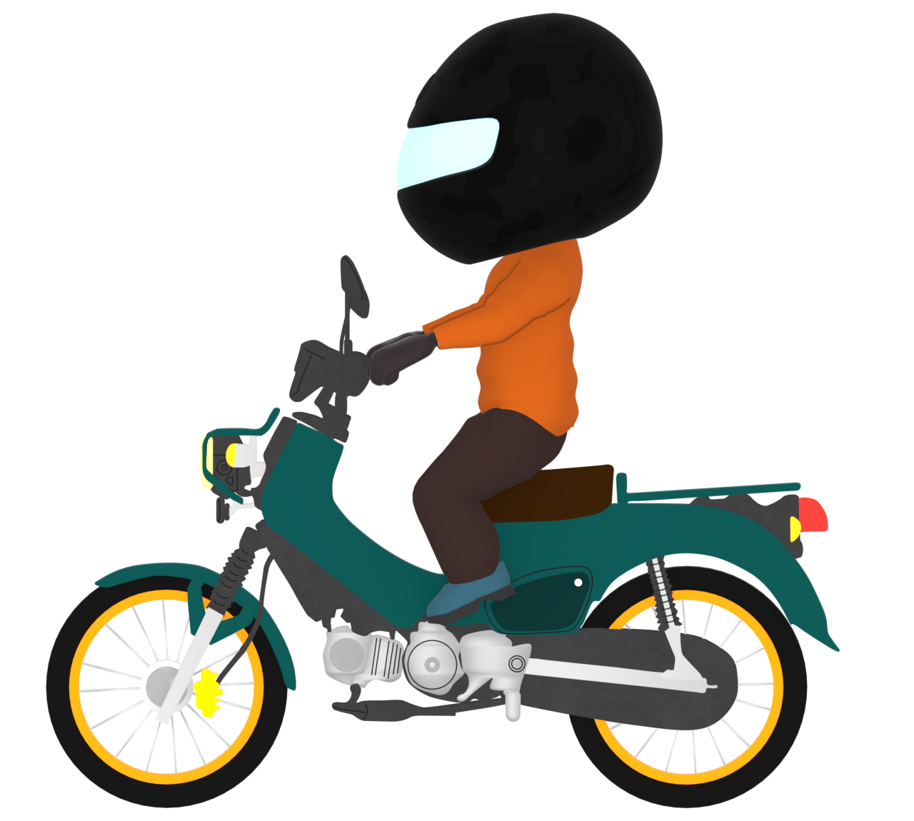 フルフェイスで原付に乗るイラスト