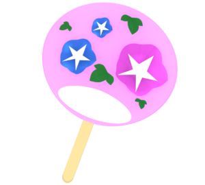 あさがおのうちわのイラスト