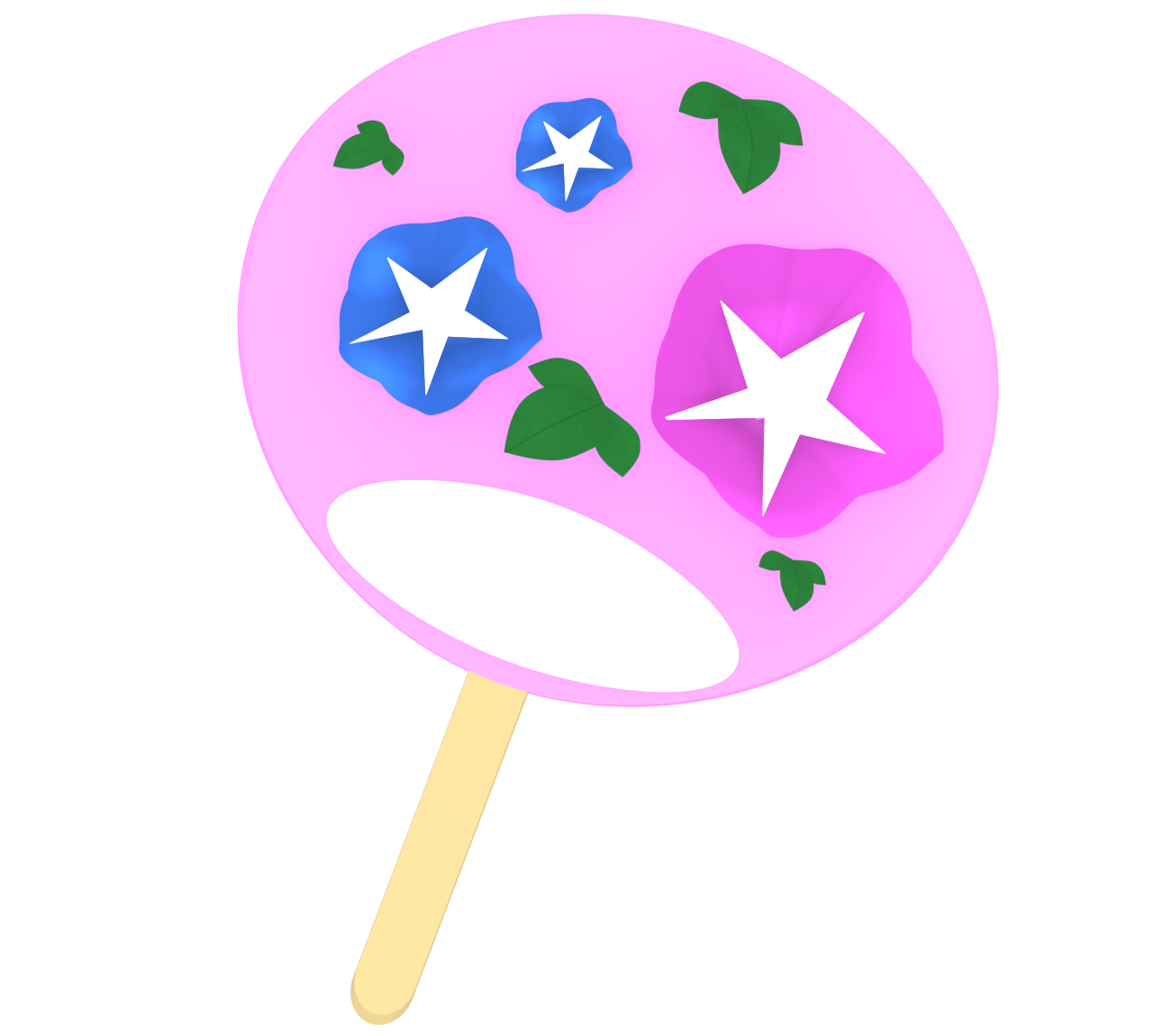 あさがおのうちわのイラスト