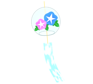 朝顔柄の風鈴のイラスト