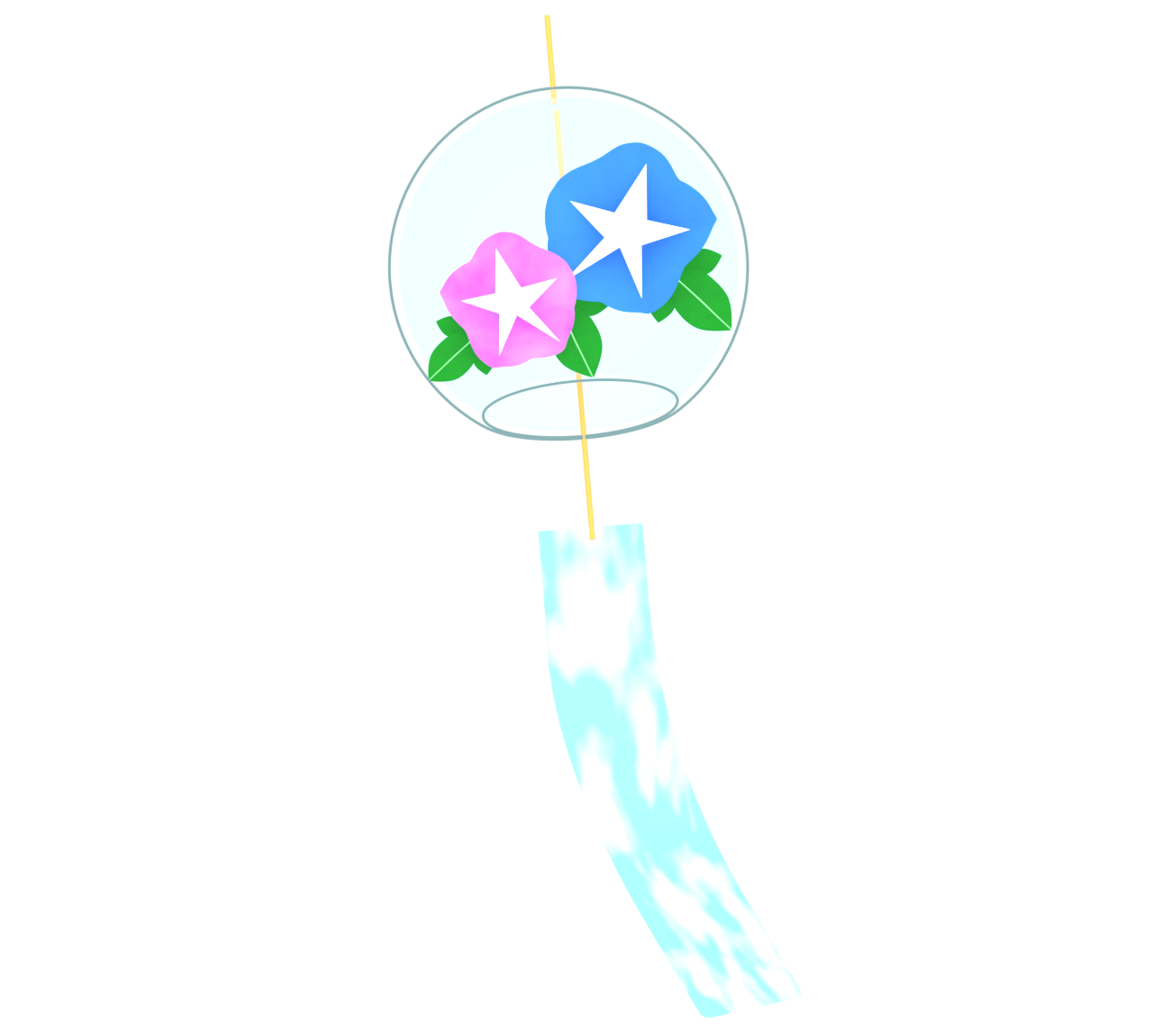 朝顔柄の風鈴のイラスト