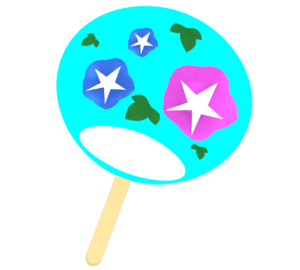 あさがお模様のうちわのイラスト