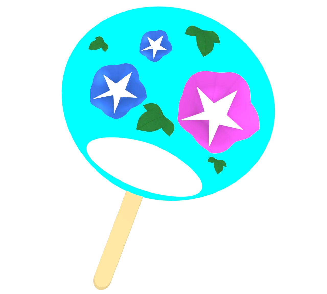 あさがお模様のうちわのイラスト