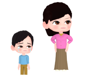 お母さんに怒られる子どものイラスト