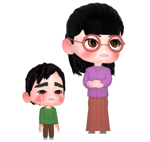お母さんに怒られる子どものイラスト