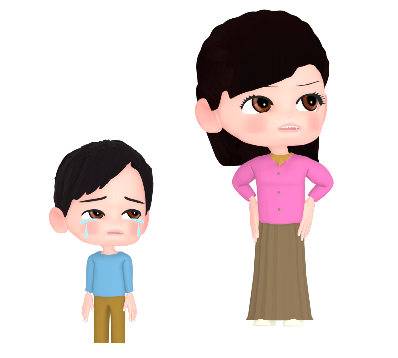 お母さんに怒られる子どものイラスト