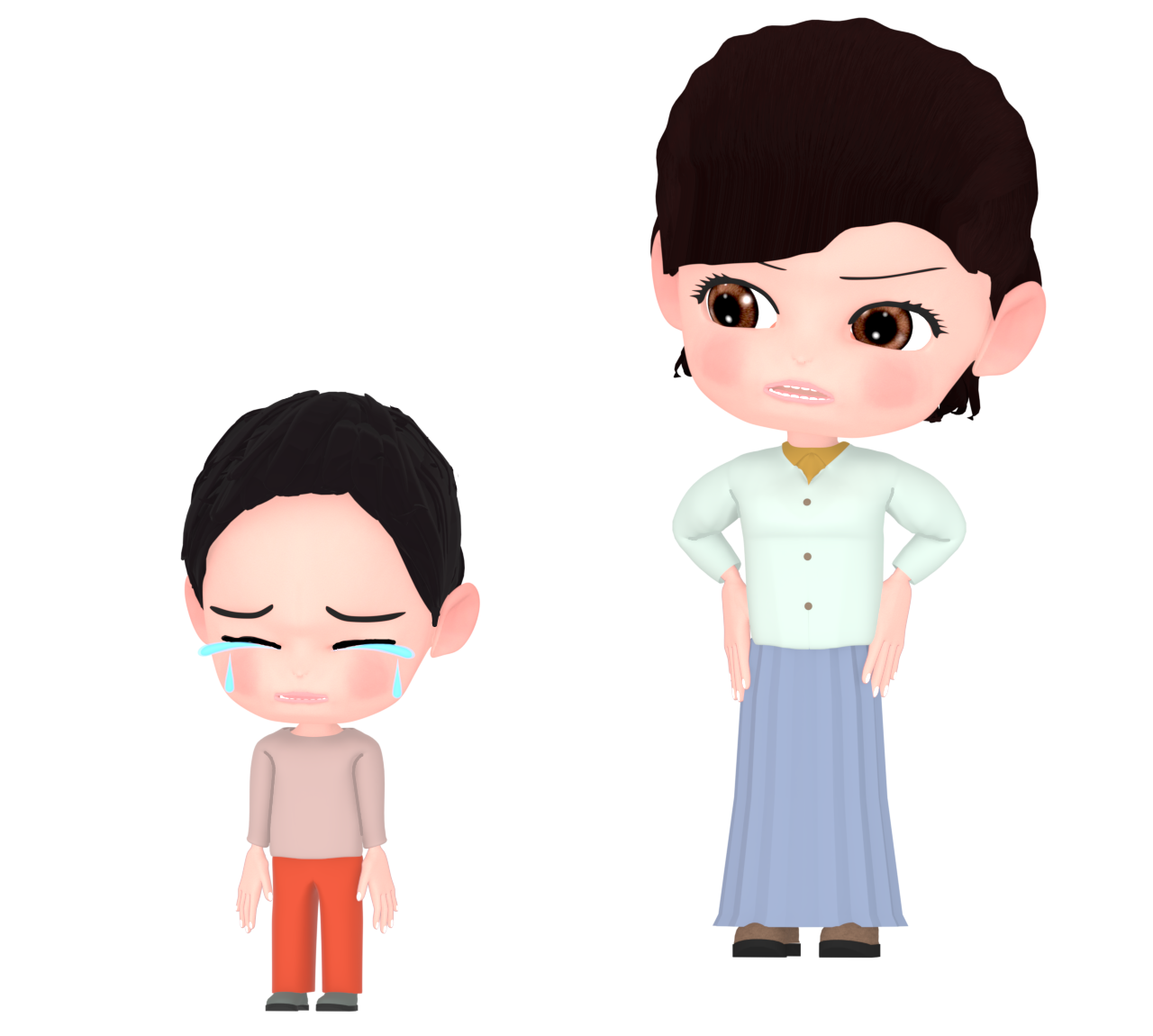 子どもを叱るお母さんのイラスト