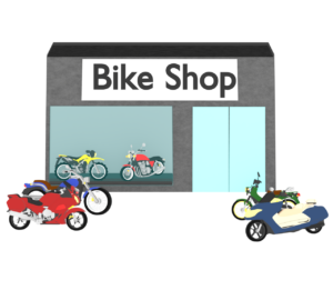 オートバイ・バイクショップのイラスト