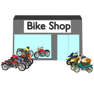 オートバイ・バイクショップのイラスト