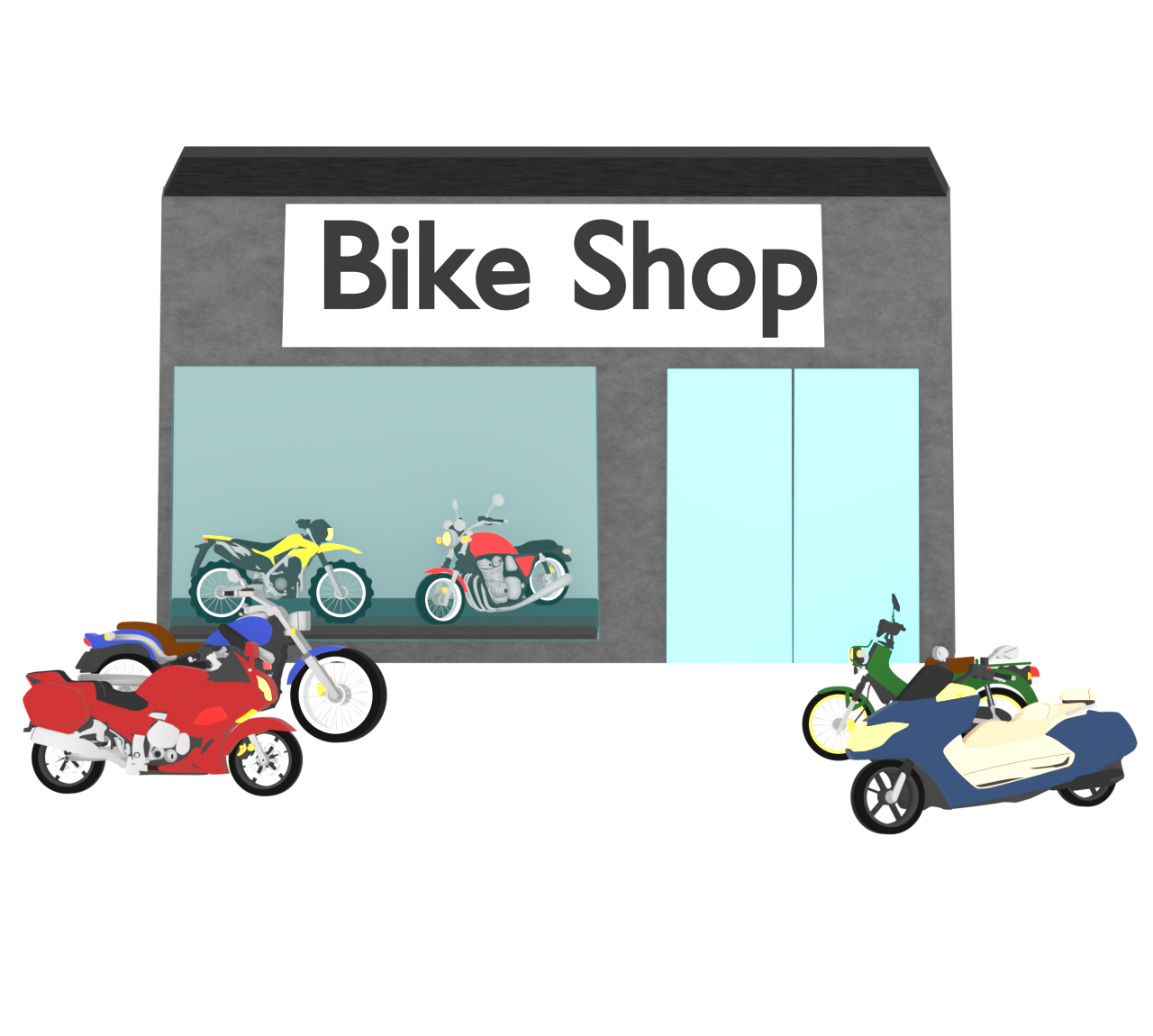 オートバイ・バイクショップのイラスト