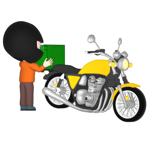 バイクに荷物を積めるイラスト