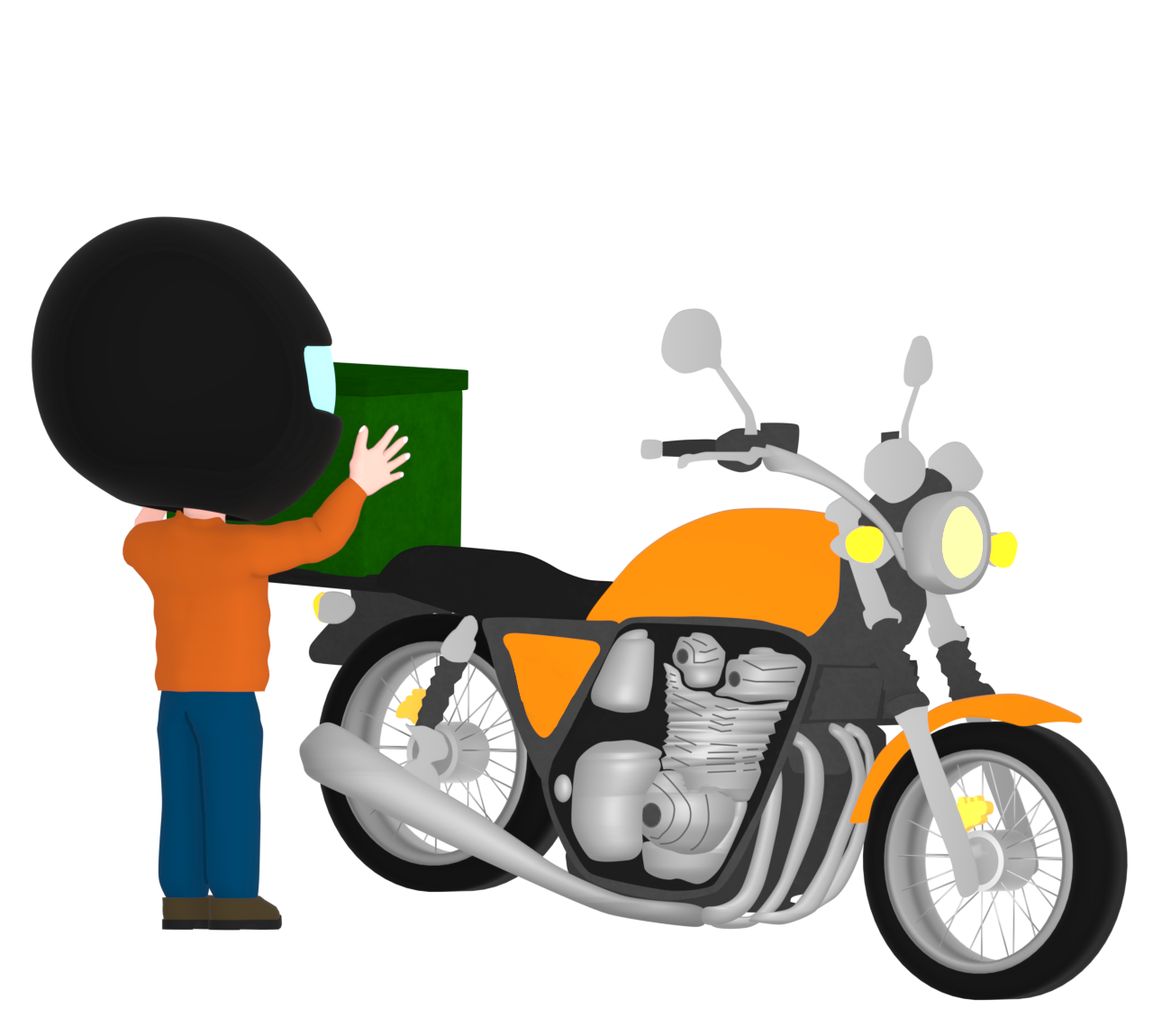 バイクに荷物を積めるイラスト