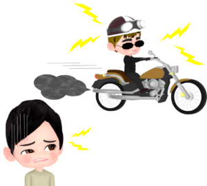 バイクの騒音がうるさいイラスト